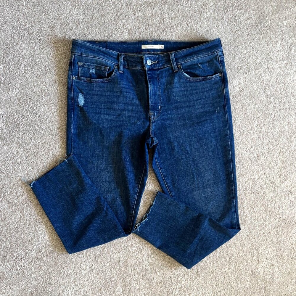 Levi's 711 Skinny Destroyed Denim Raw Hem Medium Wash Jeans Women's Size 32